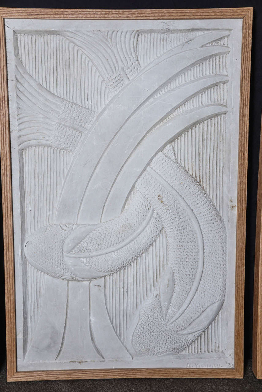 Molded Set of Three Plaster Panels