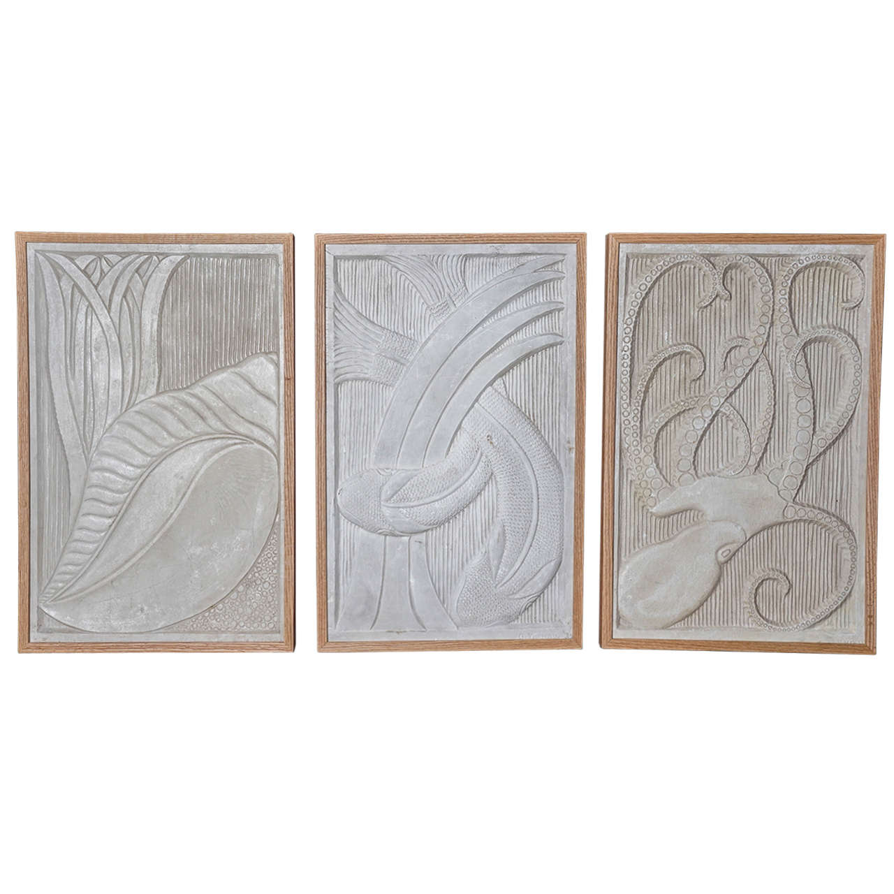 Set of Three Plaster Panels