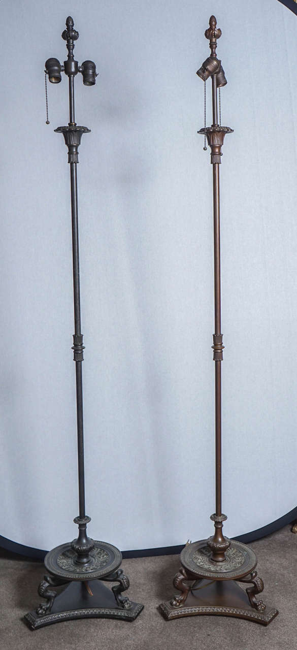 American Pair of Bronze Floor Lamps