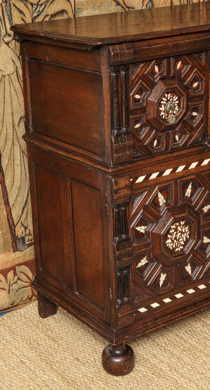Baroque Charles II Inlaid Blanket Chest on Cabinet
