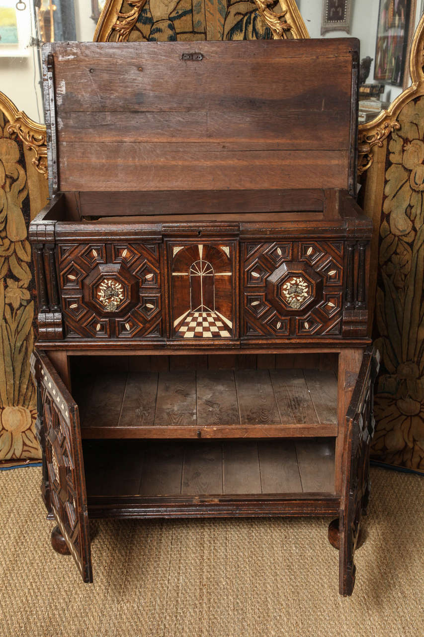 Charles II Inlaid Blanket Chest on Cabinet 1