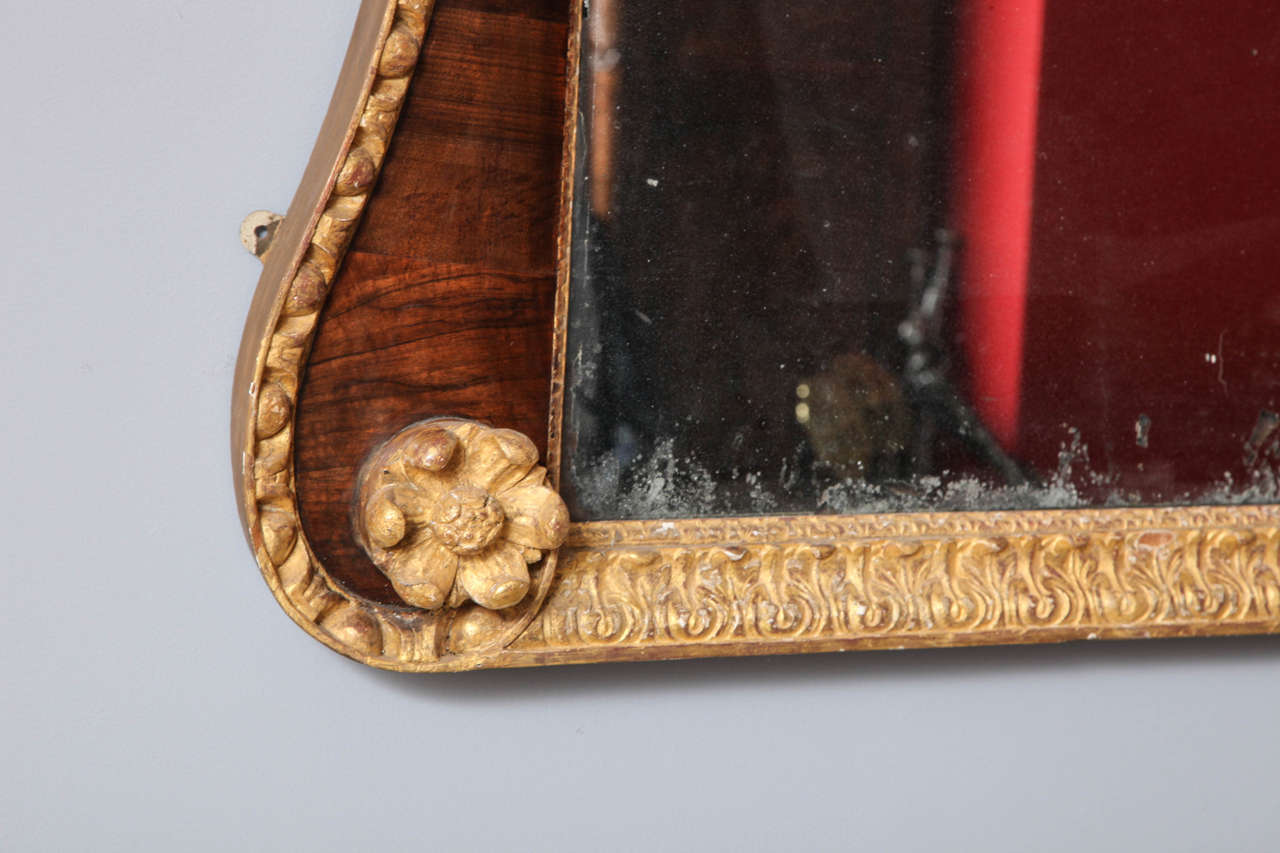 George II Georgian Walnut and Parcel-Gilt Overmantel Mirror