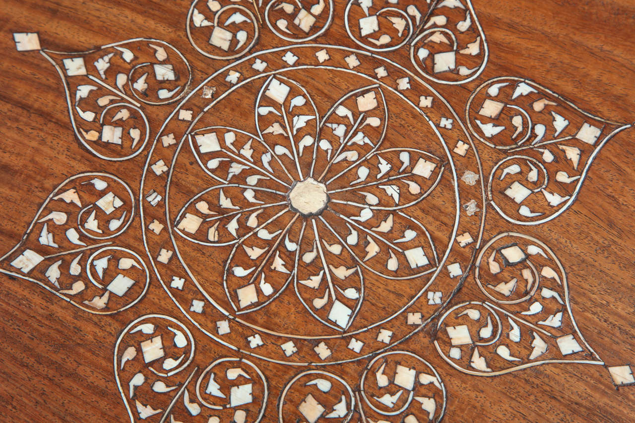 Indian Bone Inlaid Circular Folding Table 3