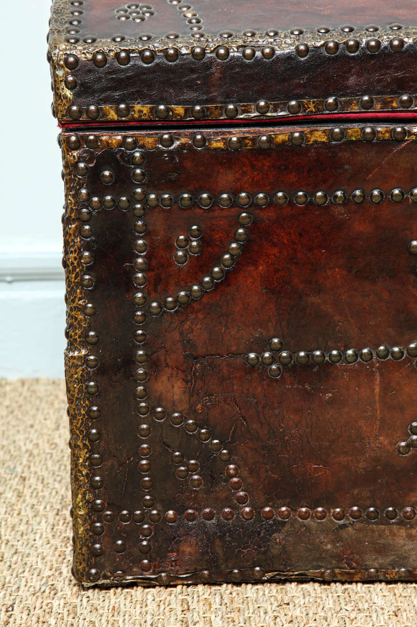European 19th Century Studded Leather Trunk