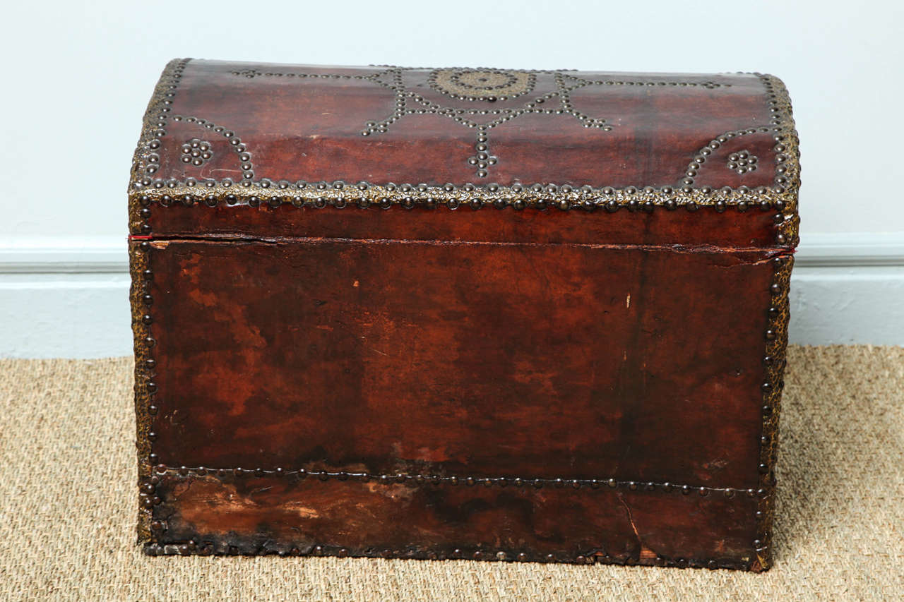19th Century Studded Leather Trunk 5