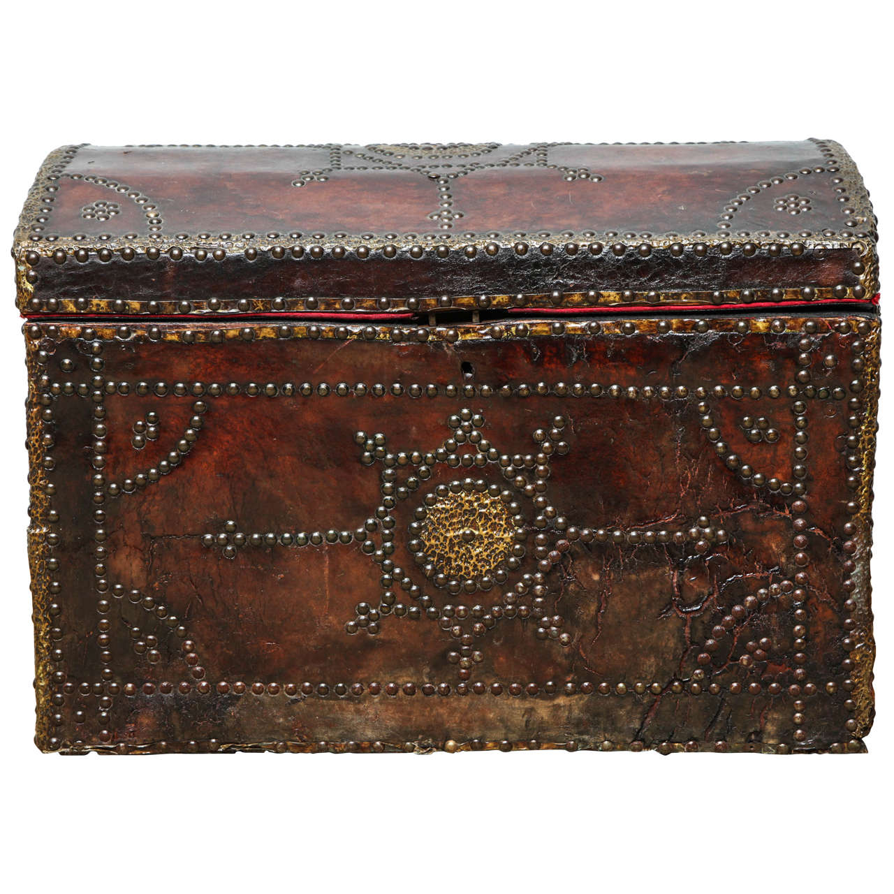 19th Century Studded Leather Trunk