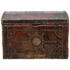 19th Century Studded Leather Trunk