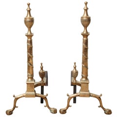 Striking Pair of Classical Andirons