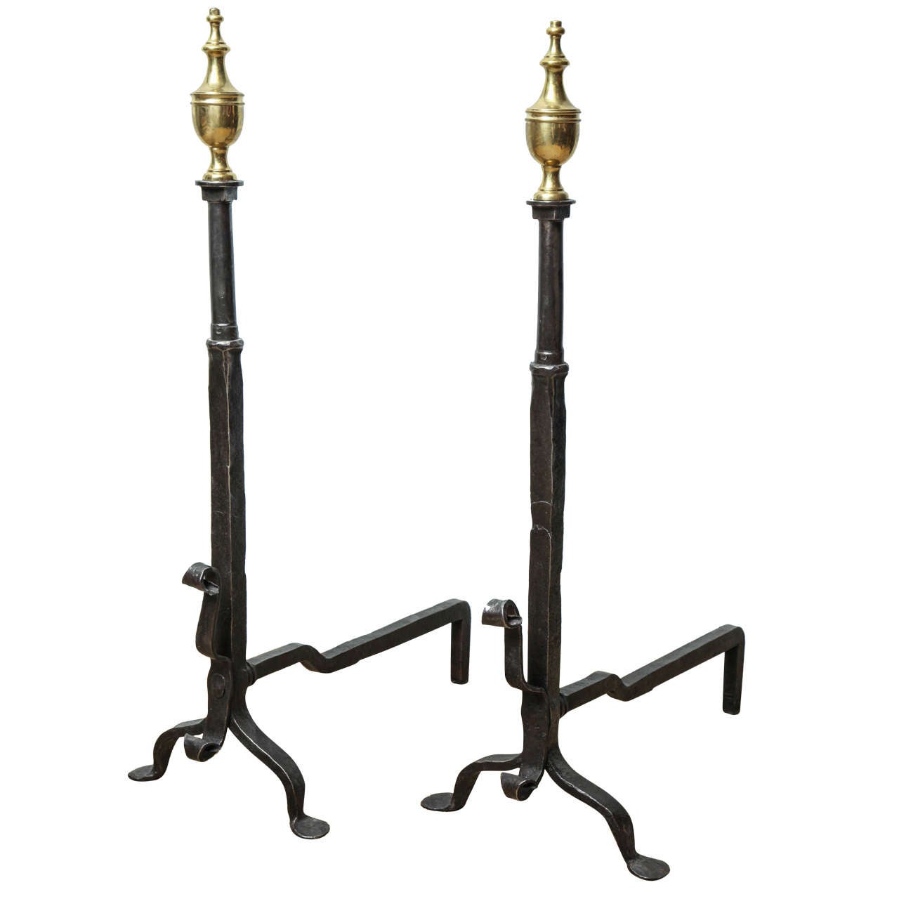 Pair of American Classical Andirons For Sale