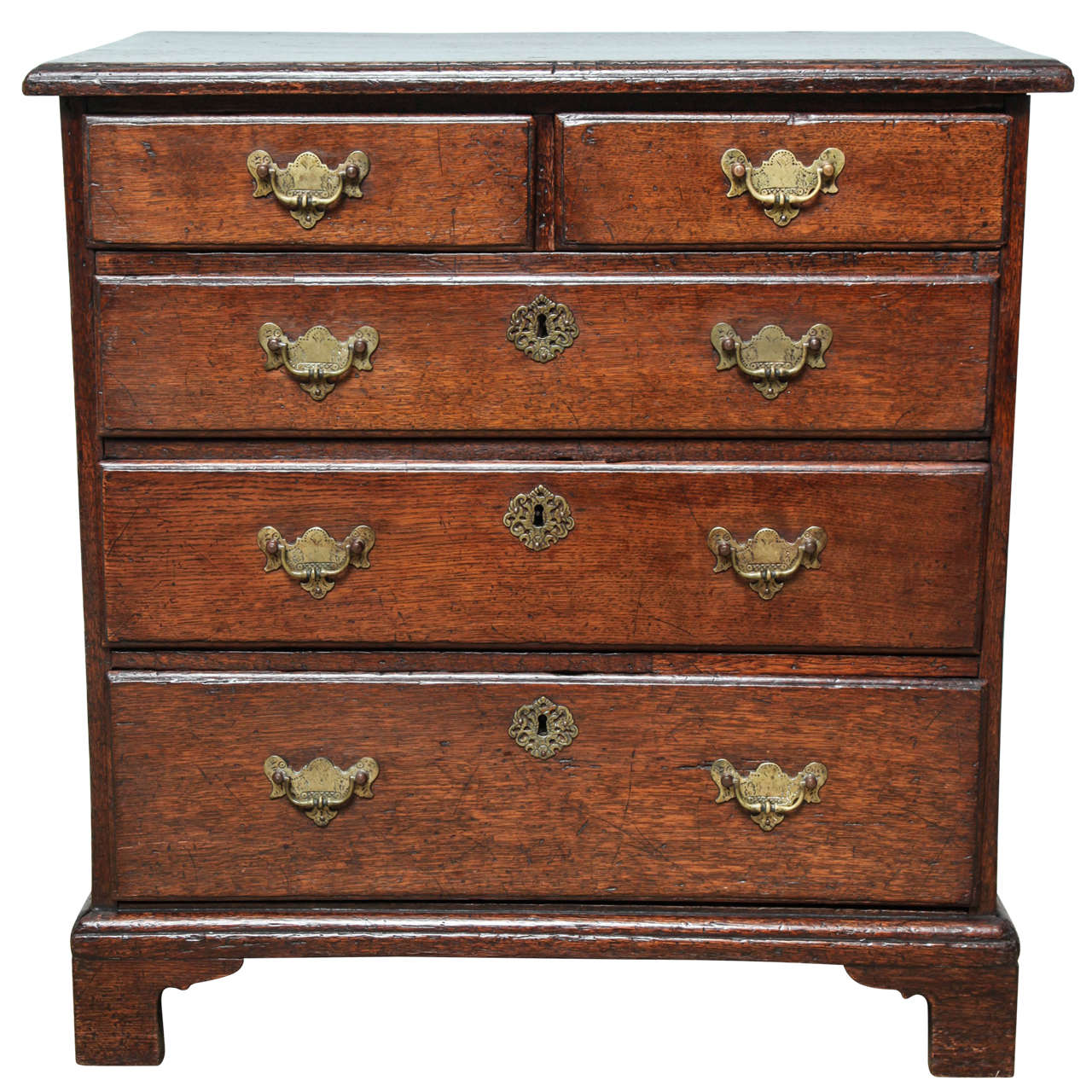 Elegant Pair of Bachelor's Chests with Brass Pulls For Sale at 1stDibs