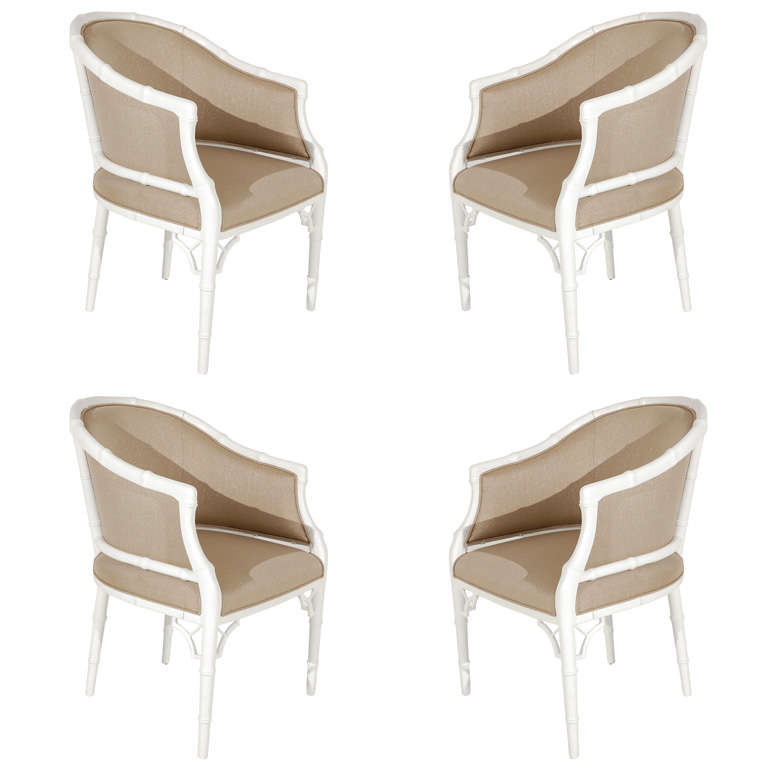 Set of Four Faux Bamboo Tub Chairs by Monteverdi-Young