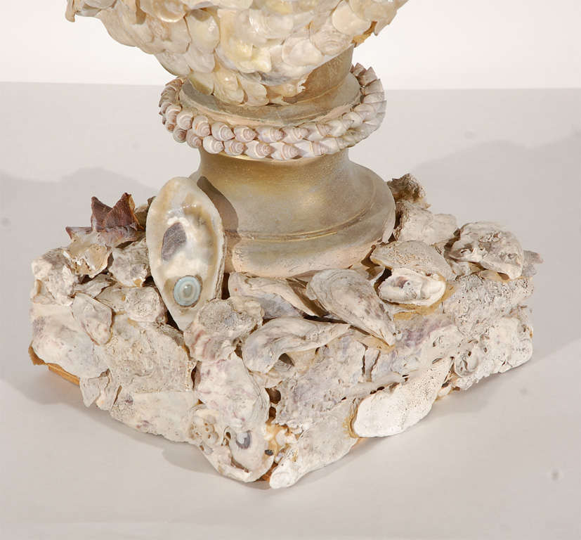 Crystal Grotto Style Cast Plaster Bust Embellished with Seashells