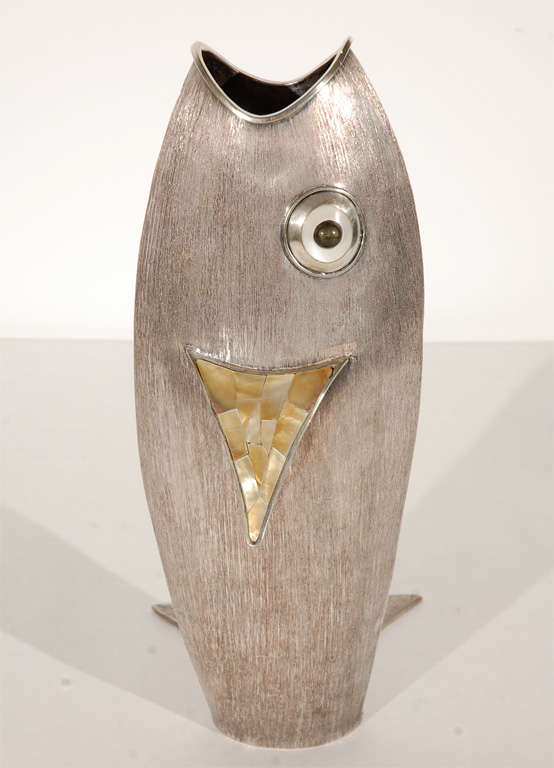Silver Plate Fish Form Vase by Los Castillo 1