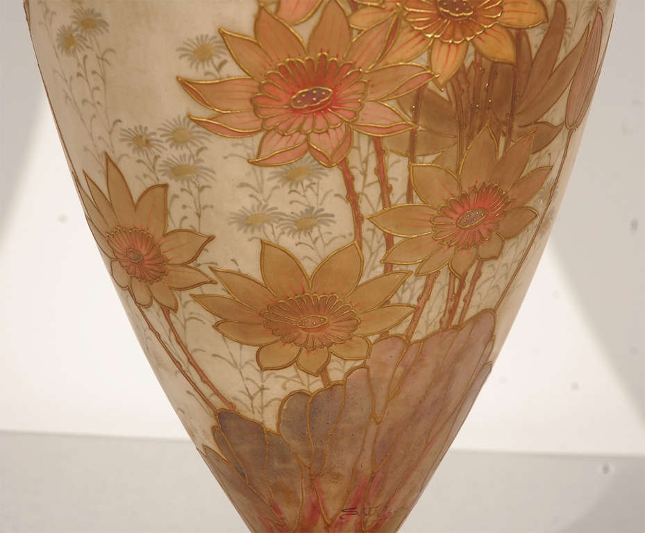 Painted Vase by Samuel Wilson for Doulton Burslem