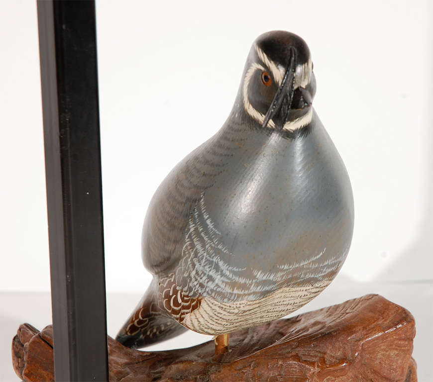 Carved Wood Quail Lamp by William Haines 3