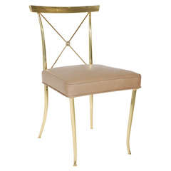 Chic Italian Neoclassical Brass Chair