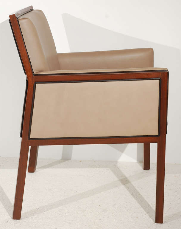 Single Walnut and Leather Armchair 2