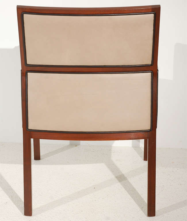 Single Walnut and Leather Armchair 5