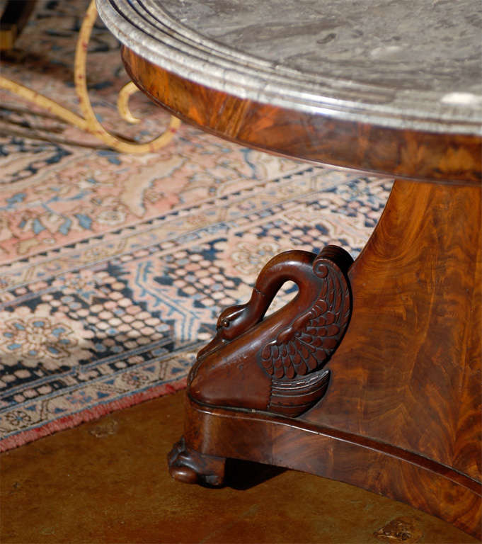 19th Century Round Center Table with Swans around base For Sale