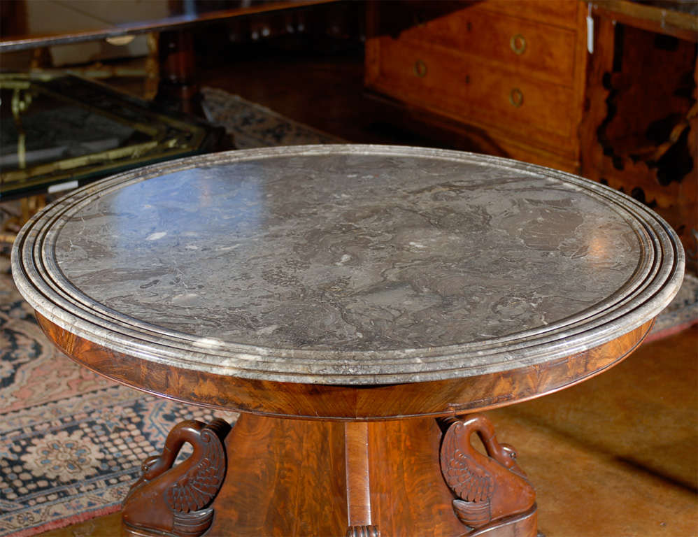 Round Center Table with Swans around base For Sale 1