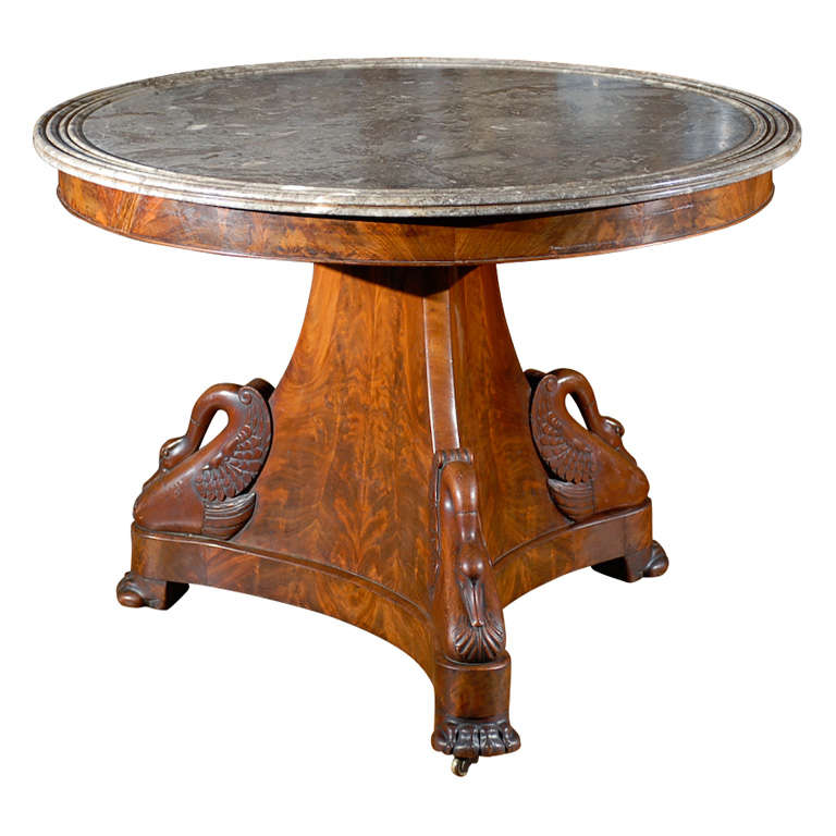Round Center Table with Swans around base For Sale