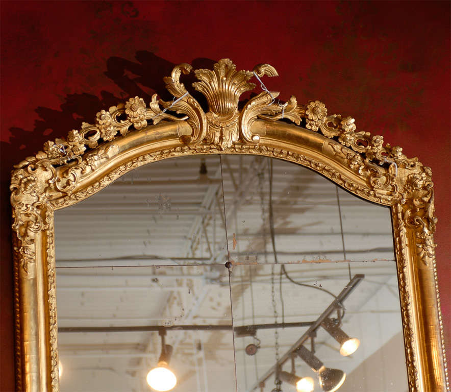 Wood Louis XV Carved  Regency Gilt Mirror