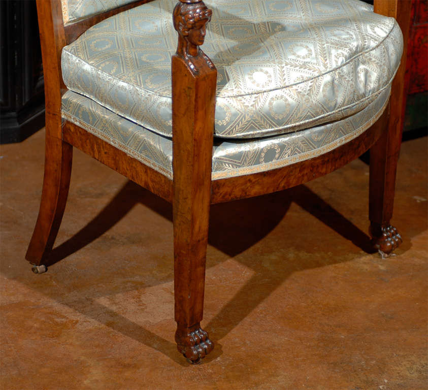 19th Century Burled Walnut Empire Chair For Sale