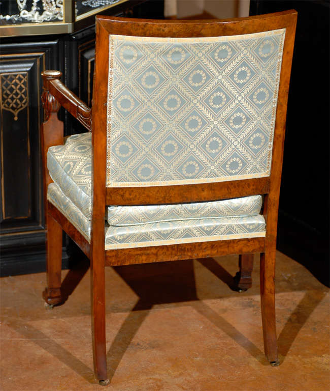 Burled Walnut Empire Chair For Sale 4