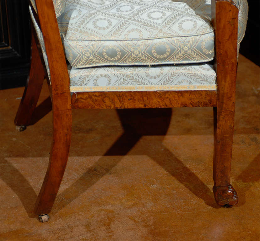 Burled Walnut Empire Chair For Sale 5