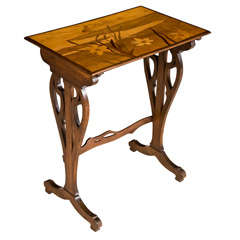 A Single Marquetry inlaid Occasional Table by Emile Galle