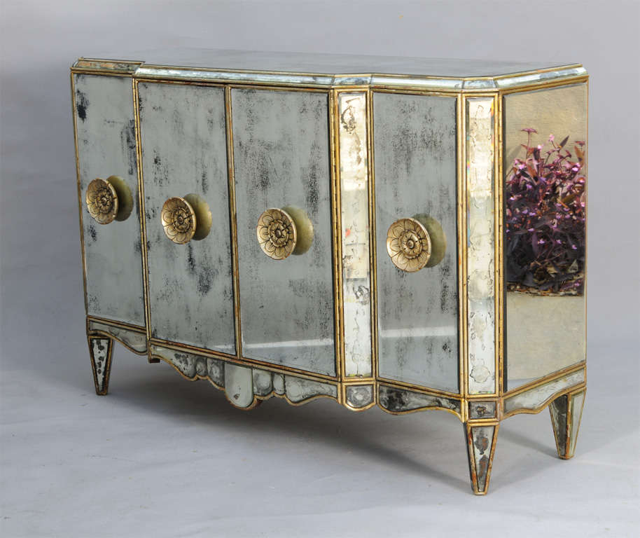 Wood Mirrored Credenza