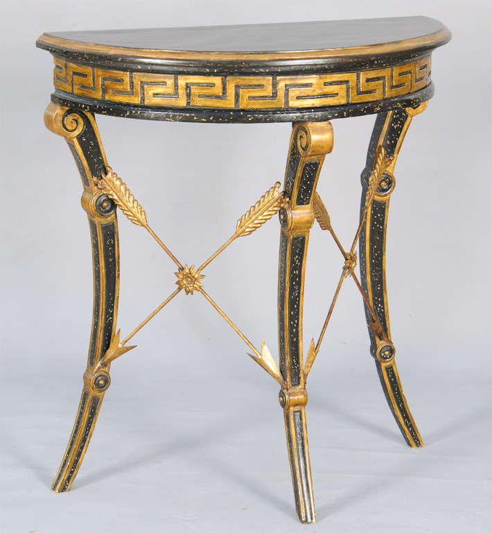 Italian Demilune Console with Greek Key Apron 1