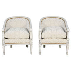 Pair of Barrel Form Bergere Chairs