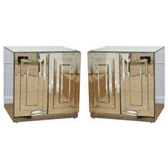 Attractive Pair Mirrored "Ello" Cabinets