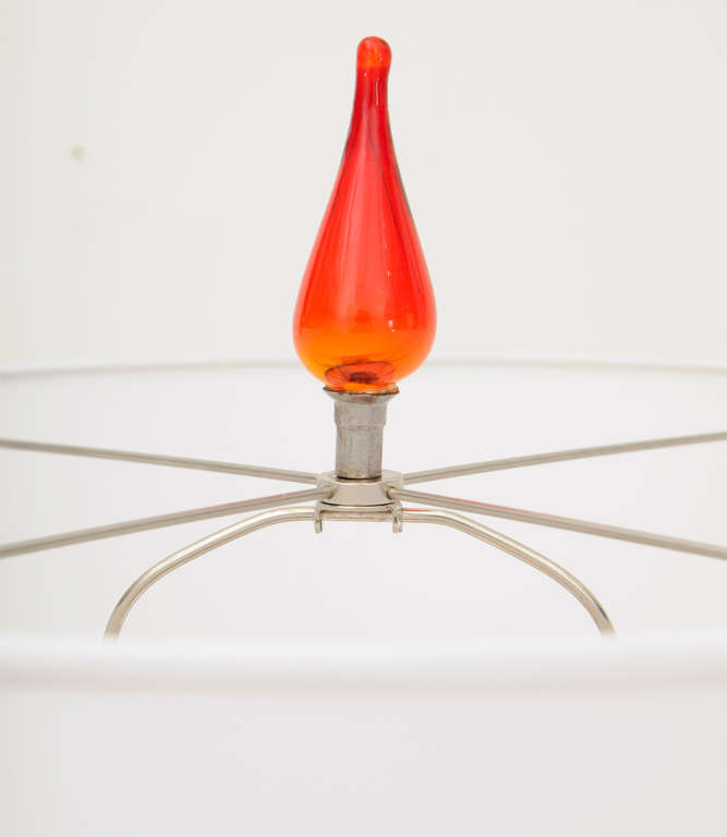 20th Century Rare Pair of Blenko Glass Lamps with Original Matching Finials