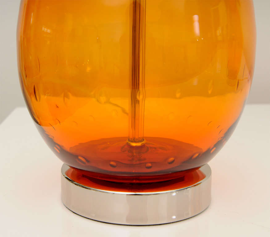 Rare Pair of Blenko Glass Lamps with Original Matching Finials 2