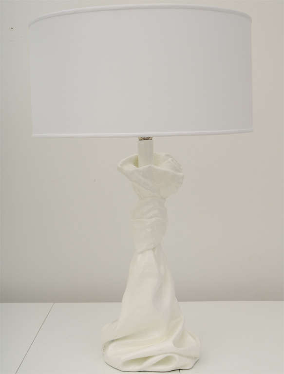 Late 20th Century Pair Plaster Draped Lamps in the style of John Dickinson