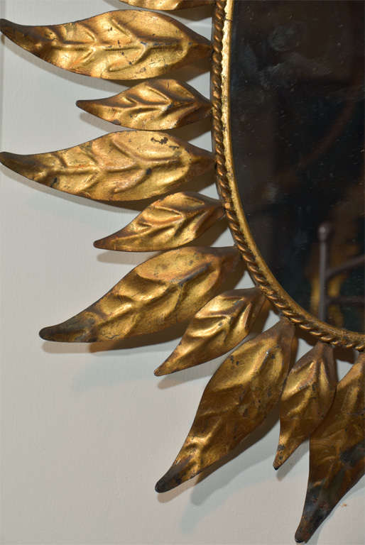 French 19th C. Oval Sunburst Mirror