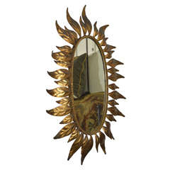 Antique 19th C. Oval Sunburst Mirror