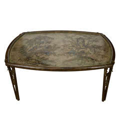 Etched and Enameled  Bronze/Pewter  Coffee Table by Laverne