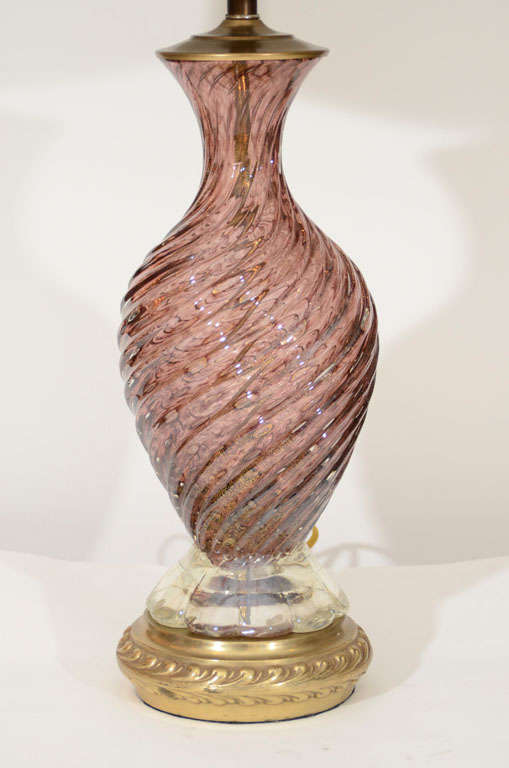 Mid-Century Modern Pair of Barovier Amethyst Glass Lamps