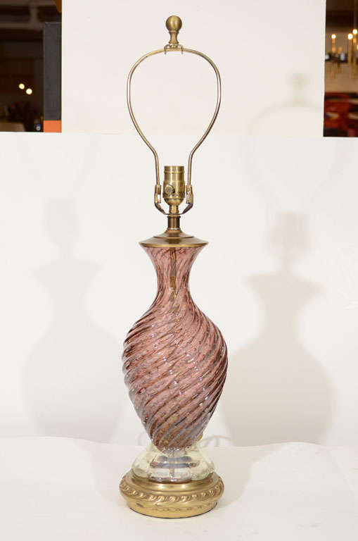 20th Century Pair of Barovier Amethyst Glass Lamps