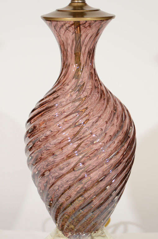 Pair of Barovier Amethyst Glass Lamps 1
