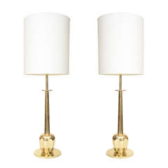 Pair of Polished Brass Lamps by Stiffel