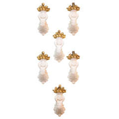 Set of Six Extremely Rare Marble Cherub Sconces, E. F. Caldwell