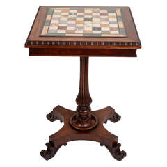 Antique Wm IV Rosewood & Speciman Marble Game Table, England, c. 1835