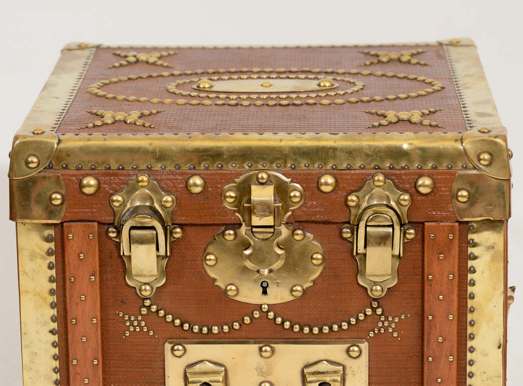 19th Century Brass-Trimmed & Studded Hat Box (Side Table), England, 19th C