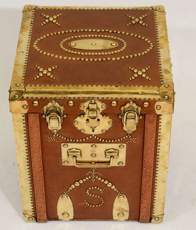 Brass-Trimmed & Studded Hat Box (Side Table), England, 19th C 1