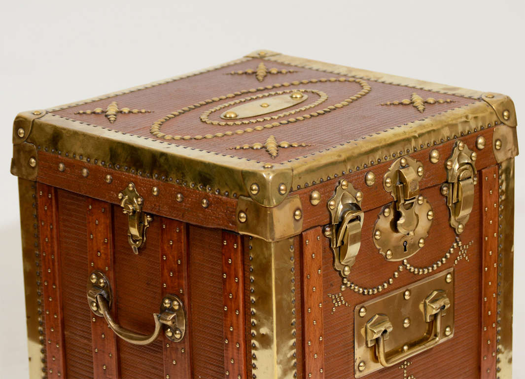 Brass-Trimmed & Studded Hat Box (Side Table), England, 19th C 2