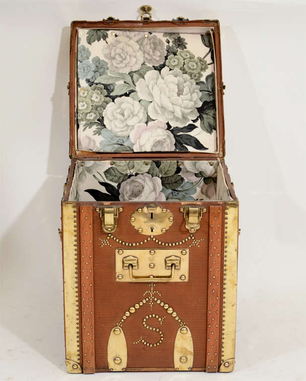 Brass-Trimmed & Studded Hat Box (Side Table), England, 19th C 5